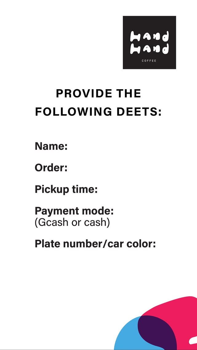 Hand Hand Coffee advance-order instructions